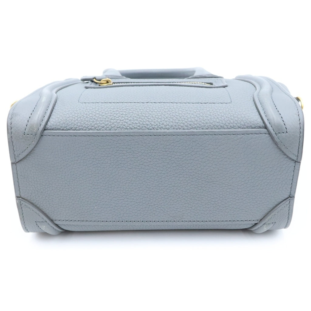CELINE(セリーヌ) ラゲージ ナノショッパー ハンドバック 2way レザー グレー レディース