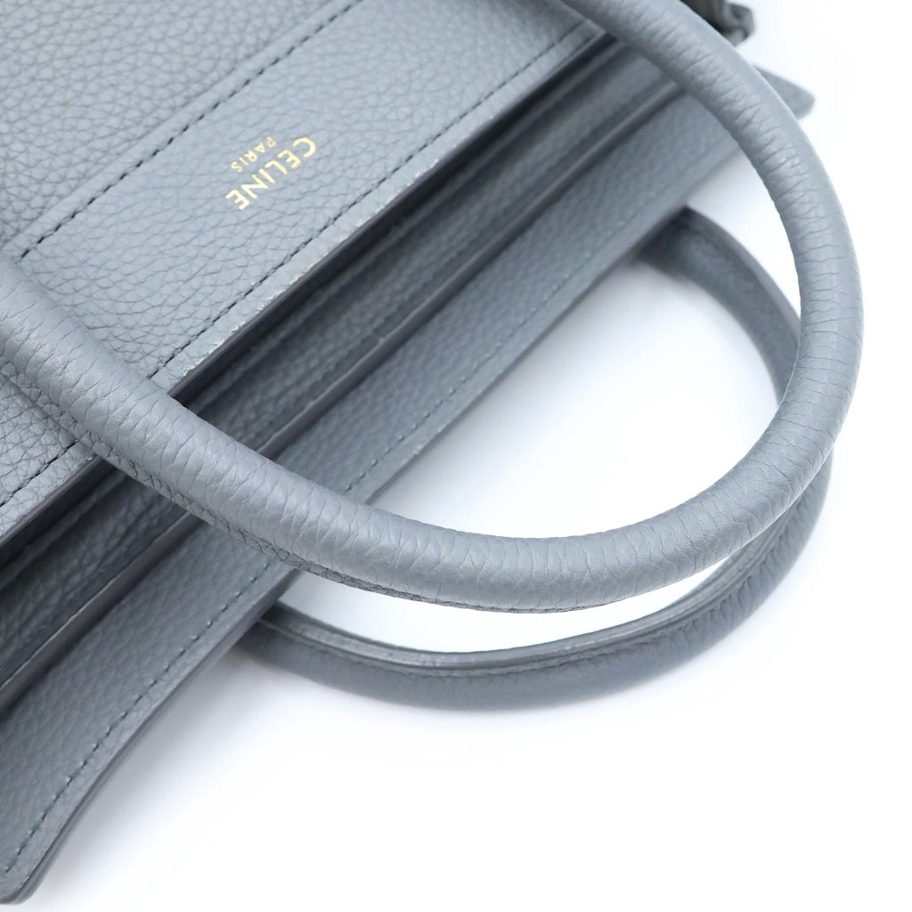 CELINE(セリーヌ) ラゲージ ナノショッパー ハンドバック 2way レザー グレー レディース