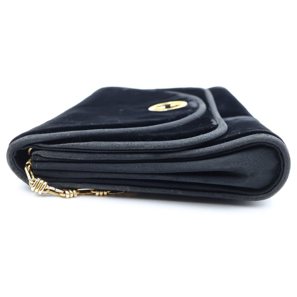GUCCI(グッチ) オールド グッチ チェーン ショルダーバッグ ベロア スエード ブラック レディース