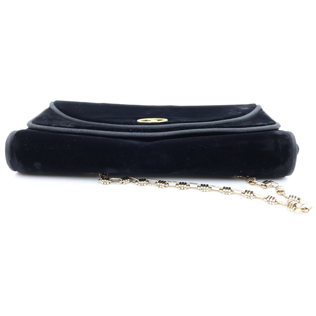 GUCCI(グッチ) オールド グッチ チェーン ショルダーバッグ ベロア スエード ブラック レディース