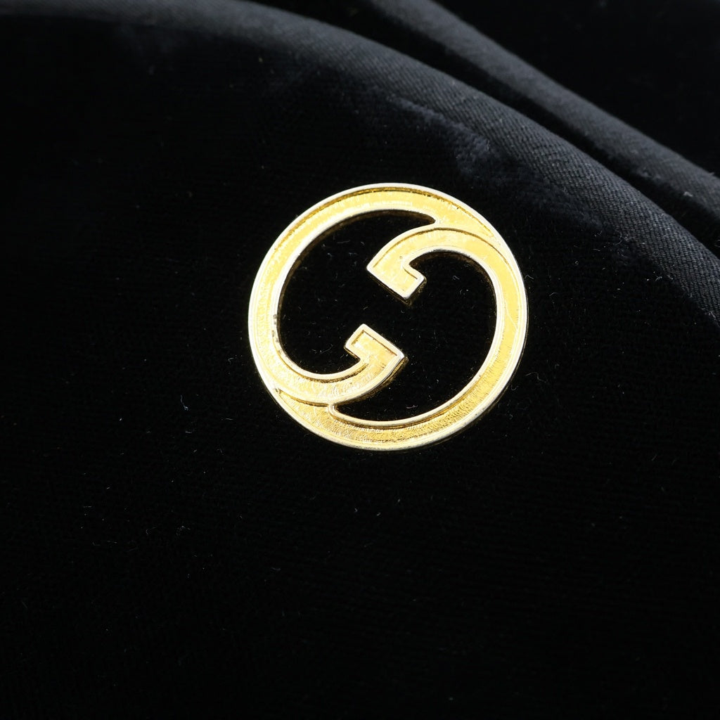 GUCCI(グッチ) オールド グッチ チェーン ショルダーバッグ ベロア スエード ブラック レディース