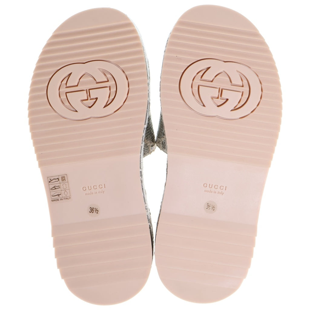 GUCCI(グッチ) プラットフォーム スライド サンダル GGキャンバス シルバー/ベージュ 623212 レディース