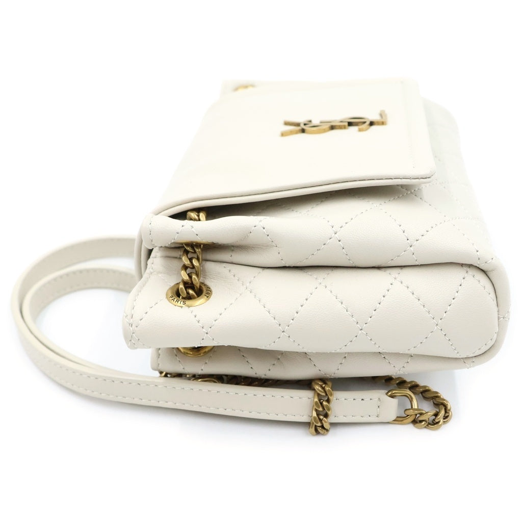 SAINT LAURENT PARIS(サンローランパリ) ミニ ノリータ チェーン ショルダーバッグ レザー ホワイト 672738 レディース