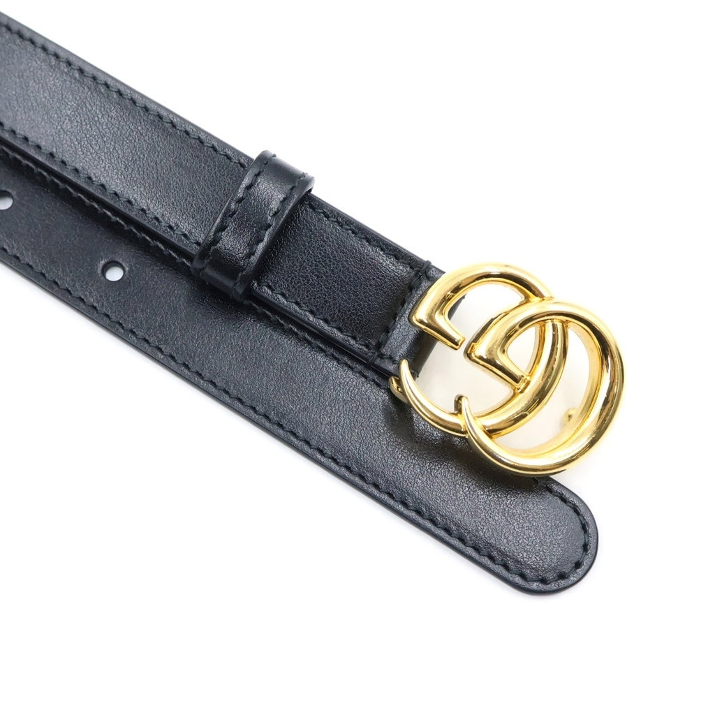 GUCCI(グッチ) GGマーモント スリムベルト ゴールド金具 レザー ブラック 409417 レディース