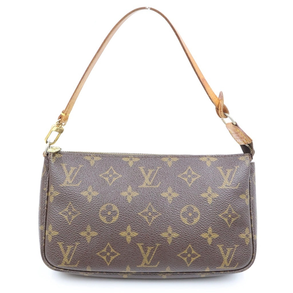 LOUIS VUITTON(ルイヴィトン) モノグラム ポシェットアクセソワール ハンドバッグ ミニバッグ ブラウン レザー×PVC M51980 ゴールド金具 レディース