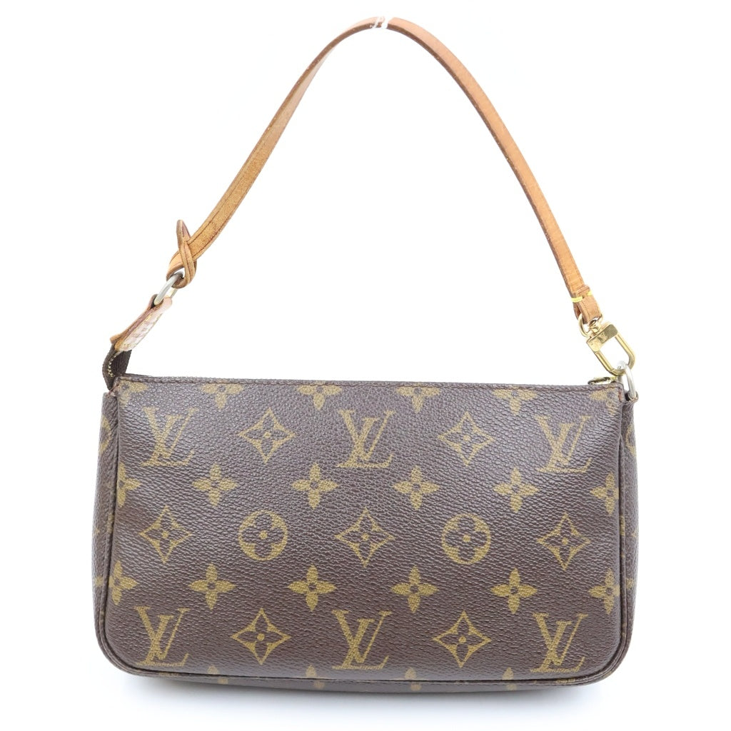 LOUIS VUITTON(ルイヴィトン) モノグラム ポシェットアクセソワール ハンドバッグ ミニバッグ ブラウン レザー×PVC M51980 ゴールド金具 レディース