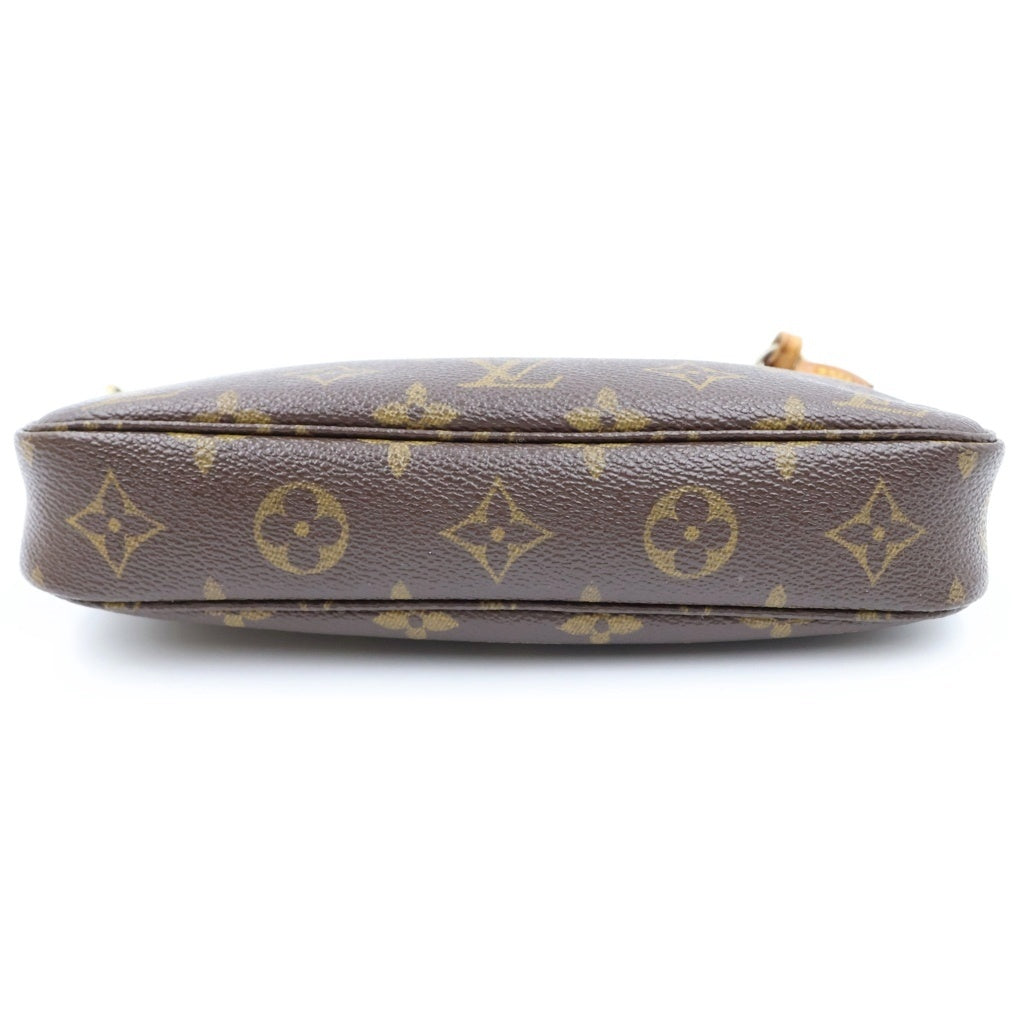 LOUIS VUITTON(ルイヴィトン) モノグラム ポシェットアクセソワール ハンドバッグ ミニバッグ ブラウン レザー×PVC M51980 ゴールド金具 レディース
