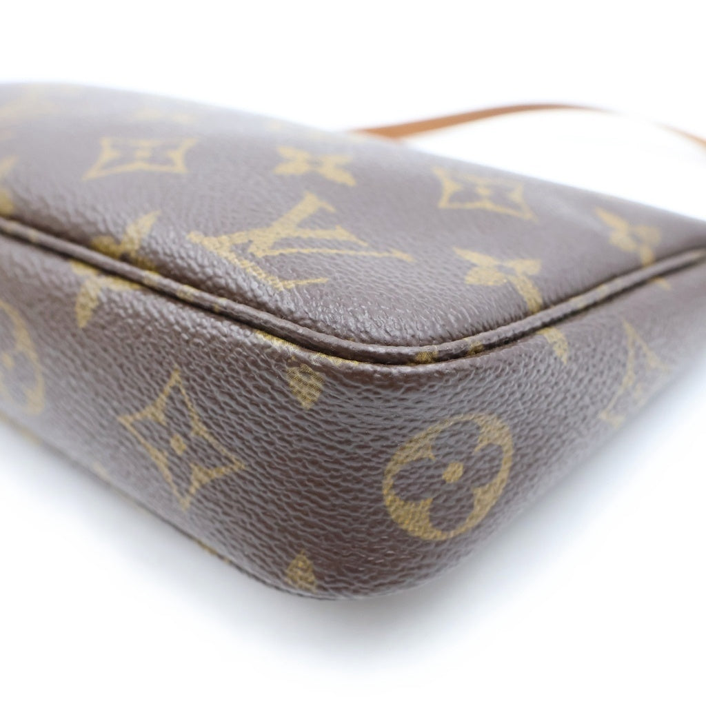 LOUIS VUITTON(ルイヴィトン) モノグラム ポシェットアクセソワール ハンドバッグ ミニバッグ ブラウン レザー×PVC M51980 ゴールド金具 レディース