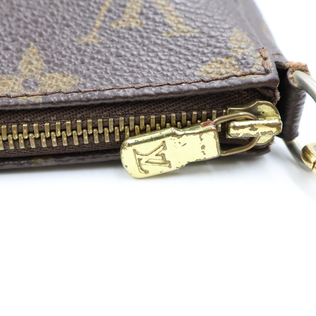 LOUIS VUITTON(ルイヴィトン) モノグラム ポシェットアクセソワール ハンドバッグ ミニバッグ ブラウン レザー×PVC M51980 ゴールド金具 レディース