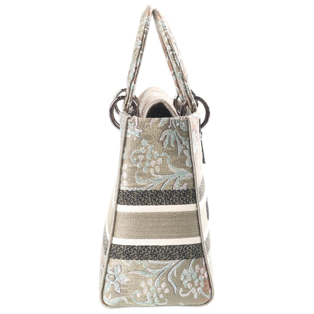 Christian Dior(クリスチャンディオール) LADY D-LITE レディ D ライト キャンバス 2WAY ハンド ショルダーバッグ シルバー金具 グリーン レディース