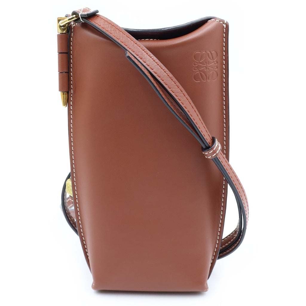 LOEWE(ロエベ) アナグラム ゲートポケット ショルダーバッグ ブラウン レザー 109.30.Z42 レディース