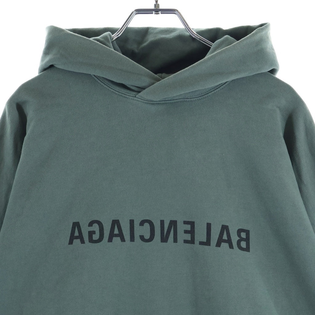 BALENCIAGA(バレンシアガ) ミラーロゴプリント プルオーバーパーカー カーキ #L 727163
