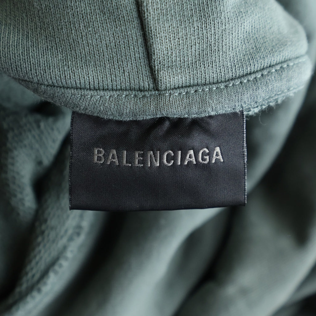 BALENCIAGA(バレンシアガ) ミラーロゴプリント プルオーバーパーカー カーキ #L 727163
