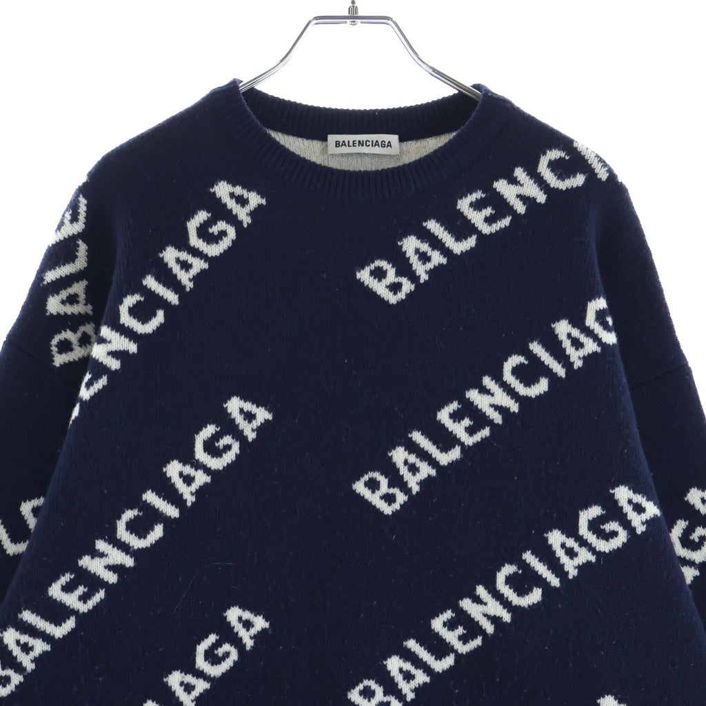 BALENCIAGA(バレンシアガ) ロゴ ジャガークルーネックニット ネイビー XS 620983