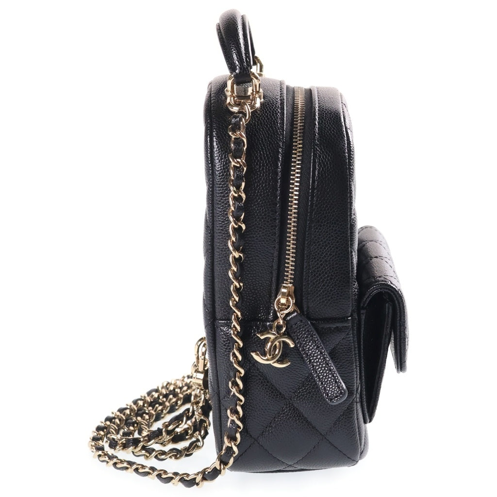 CHANEL(シャネル) ミニバックパック リュックサック ブラック キャビアスキン AP3753 ゴールド金具 レディース
