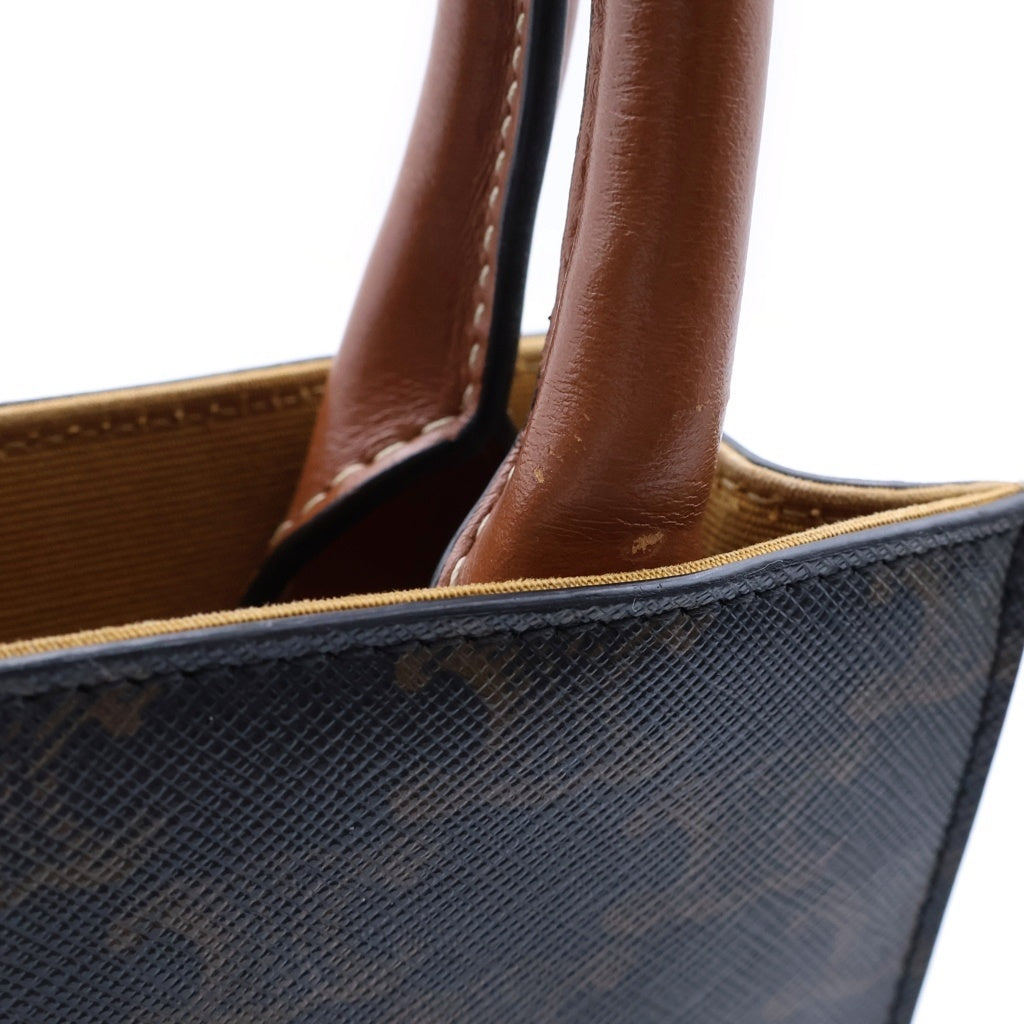 CELINE(セリーヌ) バーティカルカバ ミニ 2WAYショルダーバッグ フォンショルダー ミニハンドバッグ ブラウン レザー×PVC ゴールド金具 レディース