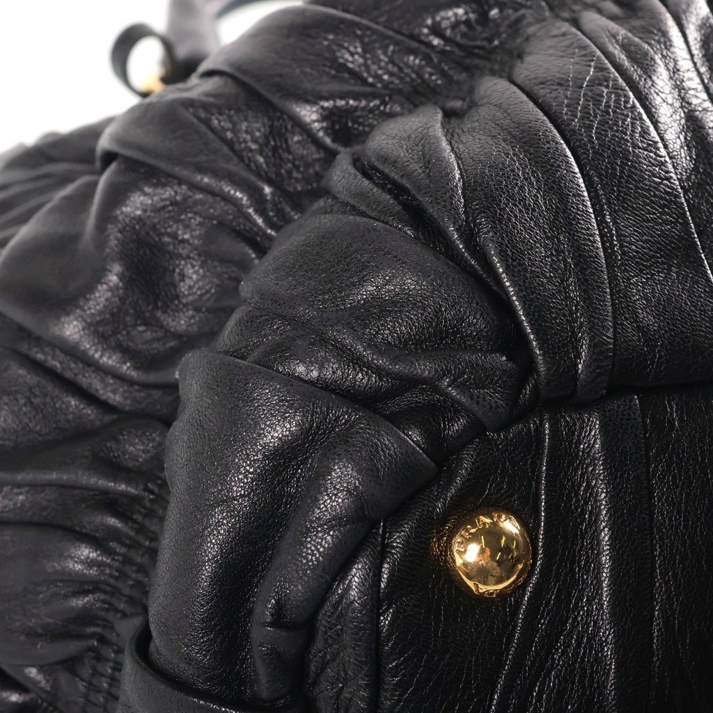 PRADA(プラダ) ナッパ ゴーフル 2WAYハンドバッグ ショルダーバッグ ブラック レザー BN1789 ゴールド金具 レディース