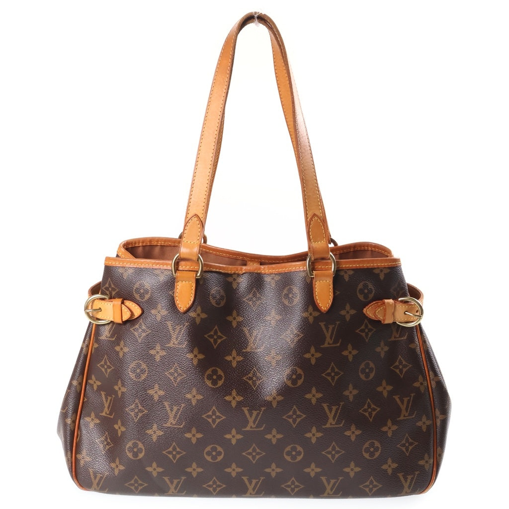 LOUIS VUITTON(ルイヴィトン) モノグラム バティニョール・オリゾンタル トートバッグ ハンドバッグ ブラウン レザー×PVC M51154 ゴールド金具 レディース