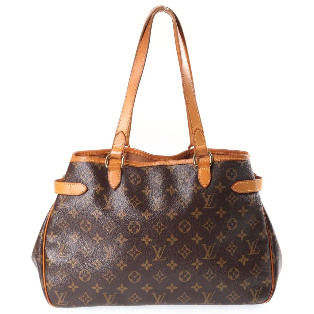 LOUIS VUITTON(ルイヴィトン) モノグラム バティニョール・オリゾンタル トートバッグ ハンドバッグ ブラウン レザー×PVC M51154 ゴールド金具 レディース