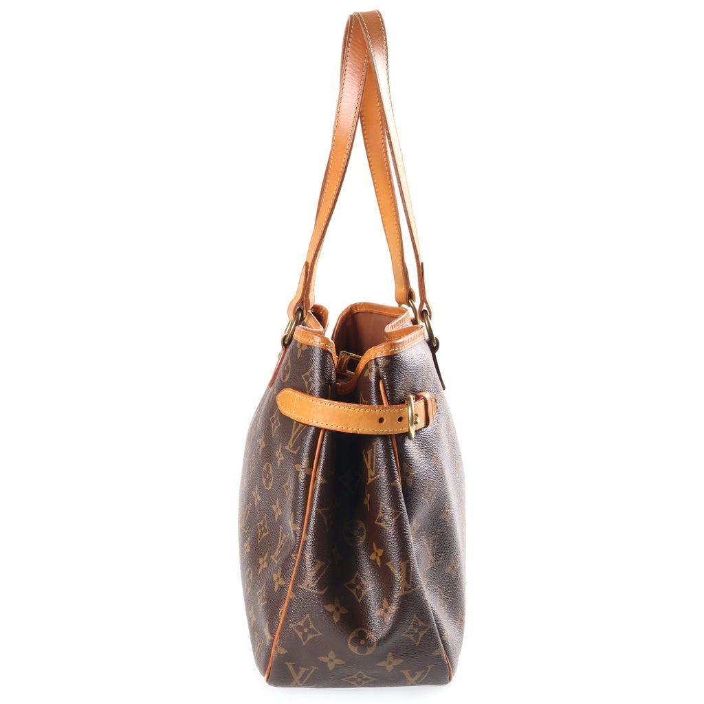 LOUIS VUITTON(ルイヴィトン) モノグラム バティニョール・オリゾンタル トートバッグ ハンドバッグ ブラウン レザー×PVC M51154 ゴールド金具 レディース