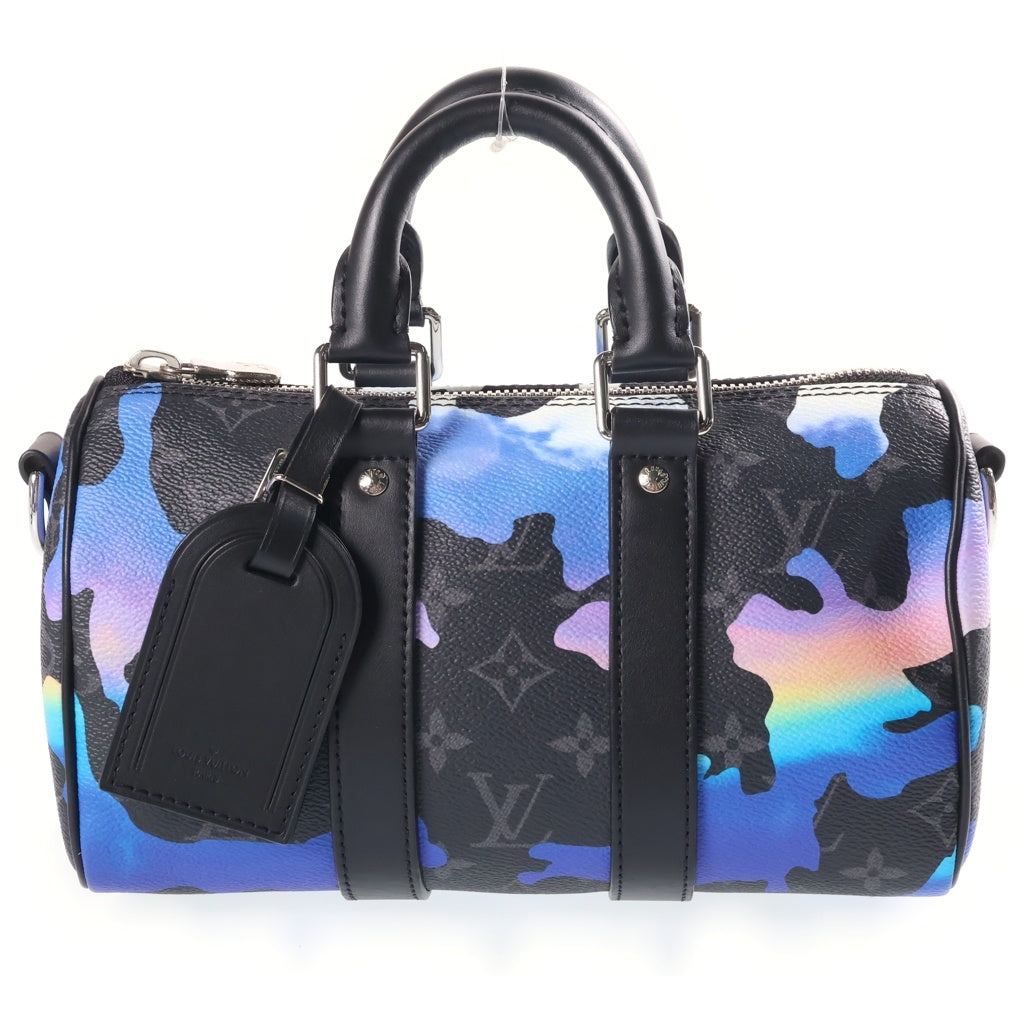 LOUIS VUITTON(ルイヴィトン) モノグラム エクリプス キーポル バンドリエール 25 2WAYハンドバッグ ショルダーバッグ ブラック×ブルー レザー×PVC M21430 シルバー金具 レディース