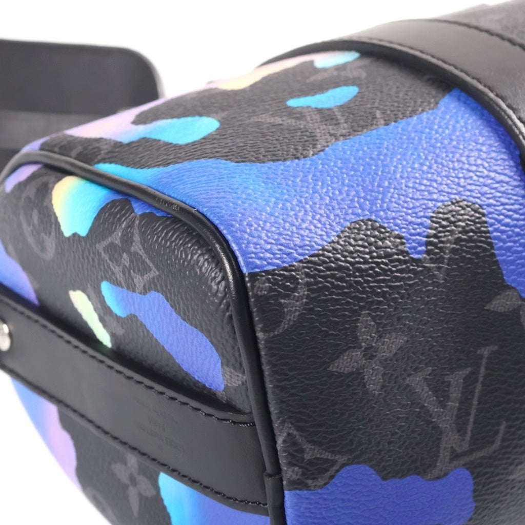 LOUIS VUITTON(ルイヴィトン) モノグラム エクリプス キーポル バンドリエール 25 2WAYハンドバッグ ショルダーバッグ ブラック×ブルー レザー×PVC M21430 シルバー金具 レディース