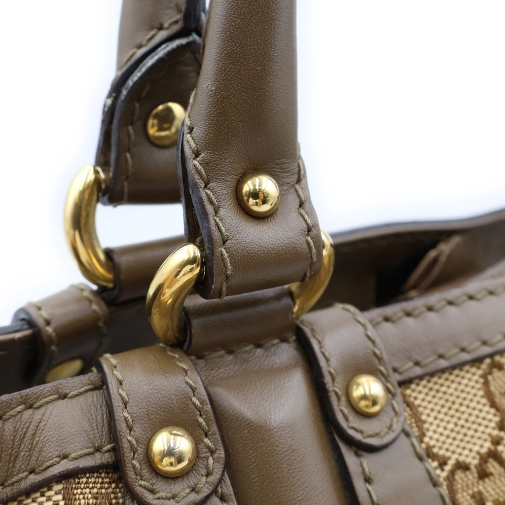 GUCCI(グッチ) GGキャンバス スカーレット トートバッグ ハンドバッグ ブラウン ベージュ レザー×キャンバス 269953 ゴールド金具 レディース
