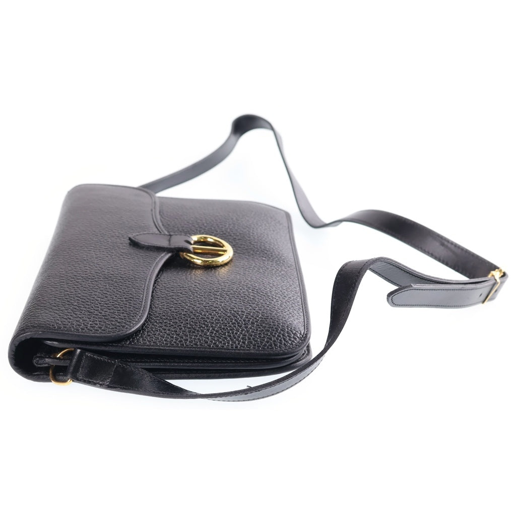 Christian Dior(クリスチャンディオール) CDロゴ ショルダーバッグ ブラック レザー ゴールド金具 レディース