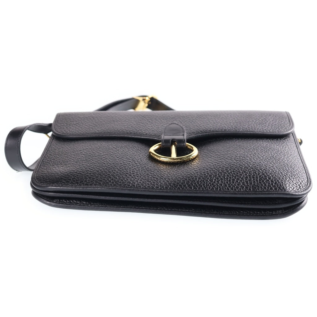 Christian Dior(クリスチャンディオール) CDロゴ ショルダーバッグ ブラック レザー ゴールド金具 レディース