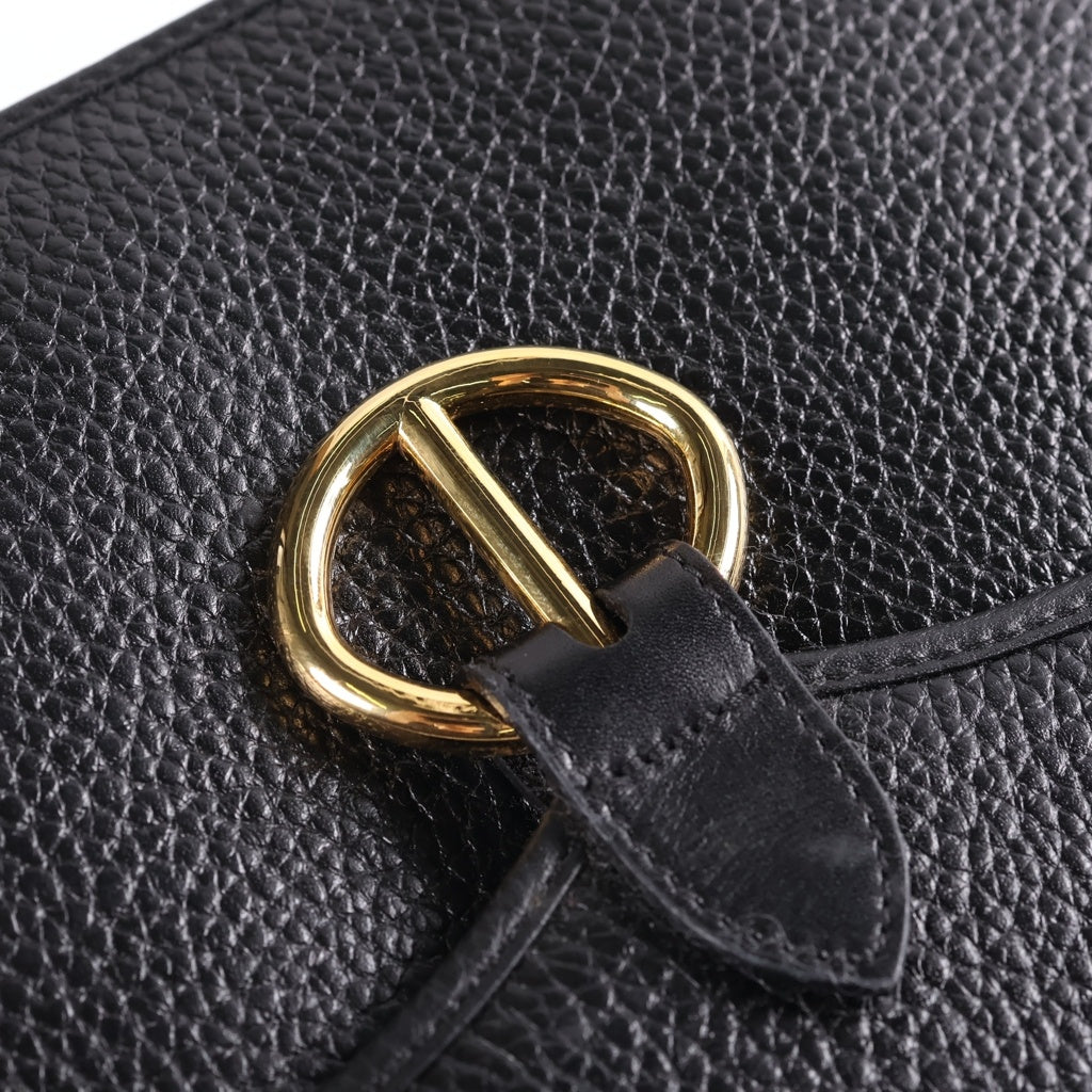 Christian Dior(クリスチャンディオール) CDロゴ ショルダーバッグ ブラック レザー ゴールド金具 レディース