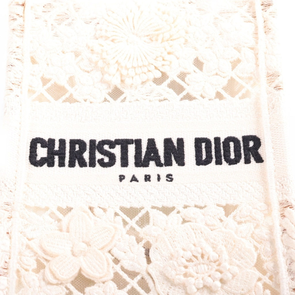 Christian Dior(クリスチャンディオール) ブックトート ミニ ハンドバック 2wayショルダー バーティカル キャンバス ホワイト レディース
