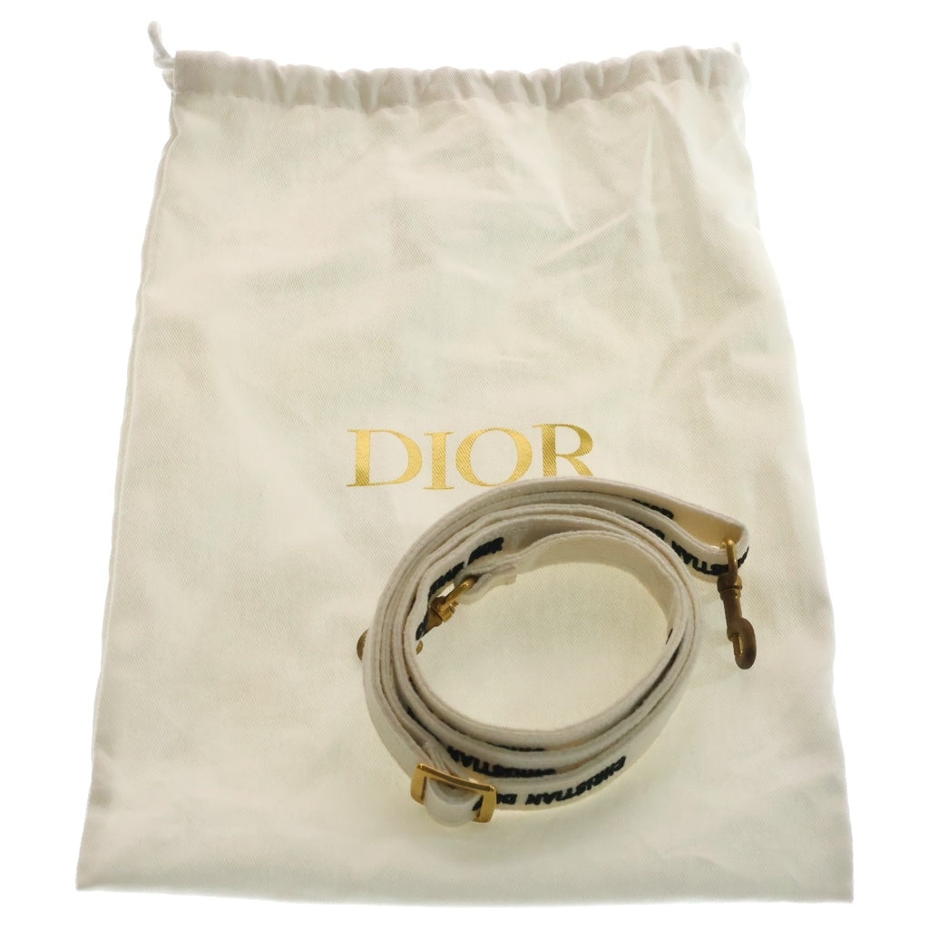 Christian Dior(クリスチャンディオール) ブックトート ミニ ハンドバック 2wayショルダー バーティカル キャンバス ホワイト レディース
