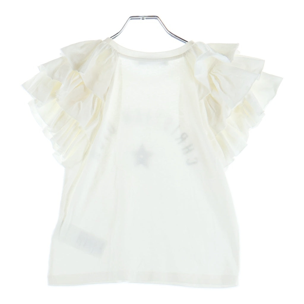 Christian Dior(クリスチャンディオール) ロゴ フリルTシャツ ホワイト コットン 323T43A4416 レディース