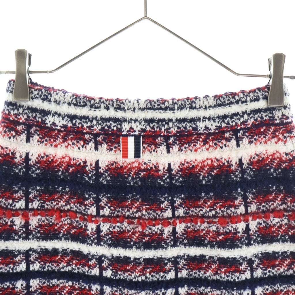 THOM BROWNE(トムブラウン) タータンジャガード スカート レッド×ホワイト×ネイビー ウール NO.FKK119A レディース