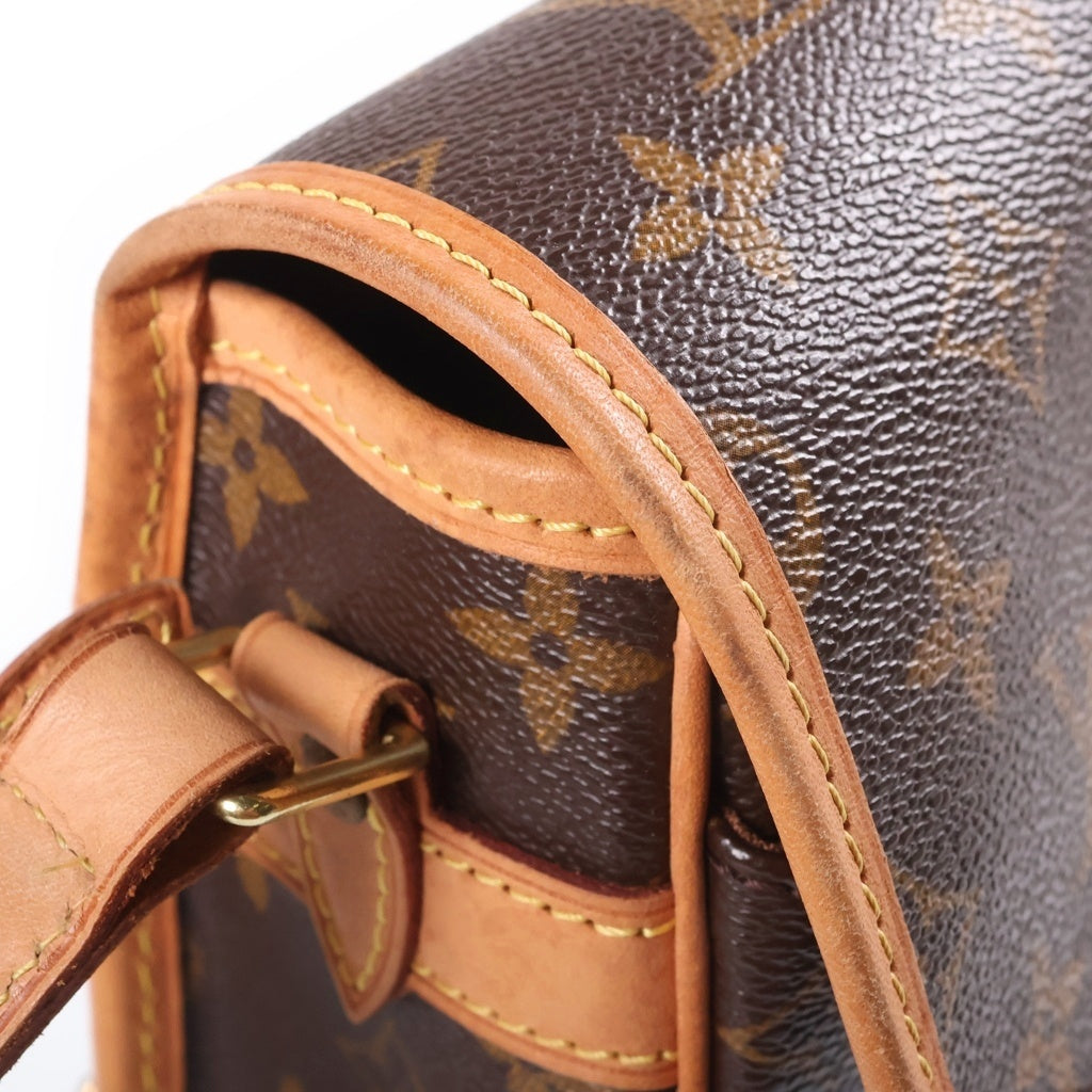 LOUIS VUITTON(ルイヴィトン) モノグラム ソローニュ ショルダーバッグ ブラウン レザー×PVC M42250 ゴールド金具 レディース