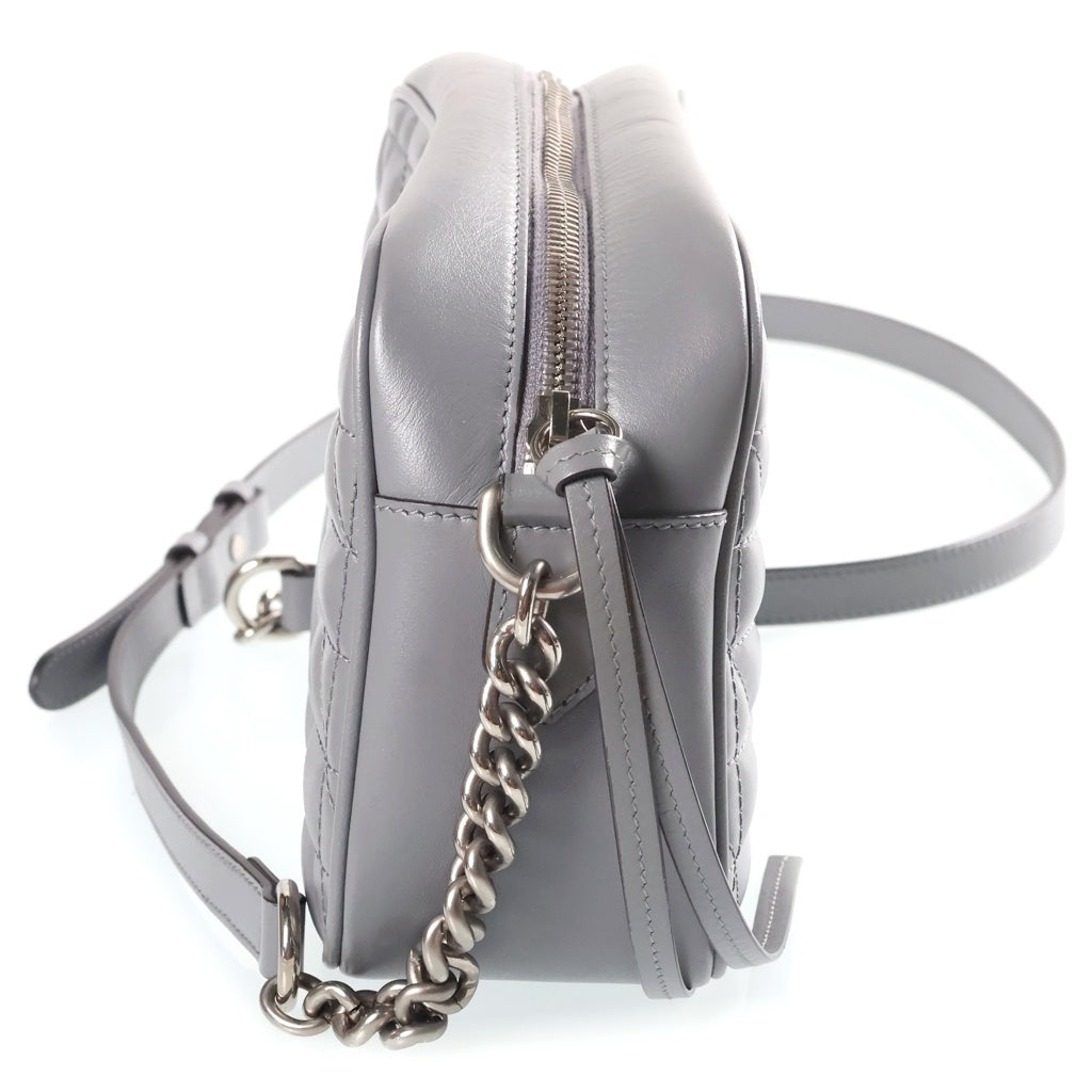 GUCCI(グッチ) GGマーモント ショルダーバッグ チェーンバッグ グレー レザー 447632 シルバー金具 レディース
