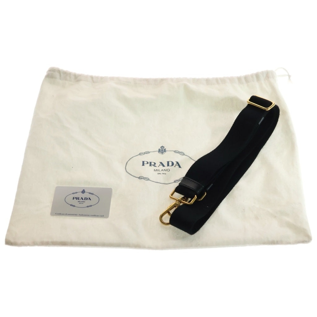 PRADA(プラダ) カナパ トライアングルロゴプレート キャンバス 2WAY ハンド ショルダー トートバッグ ブラック ゴールド金具 1BG439 レディース