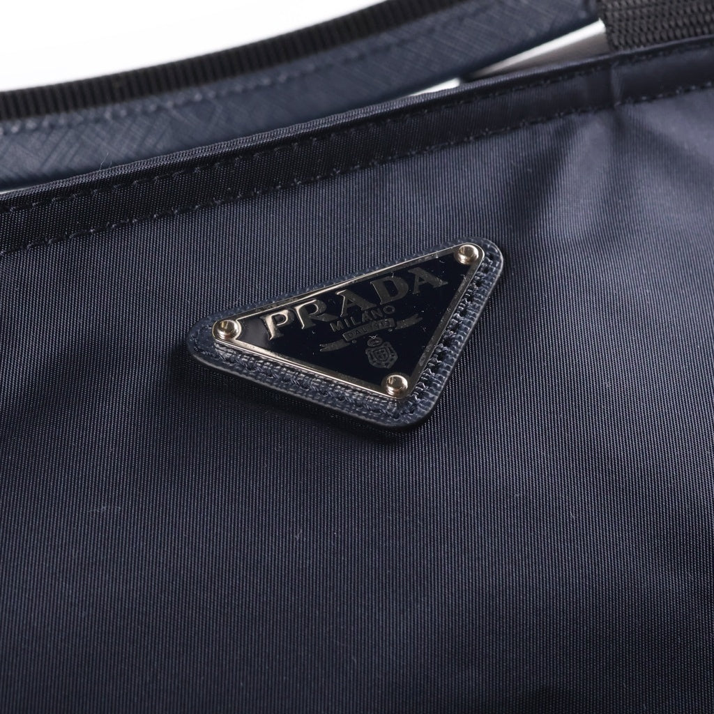 PRADA(プラダ) トライアングルロゴプレート 2wayショルダーバッグ ハンドバッグ ネイビー ナイロン BN2387 シルバー金具 レディース