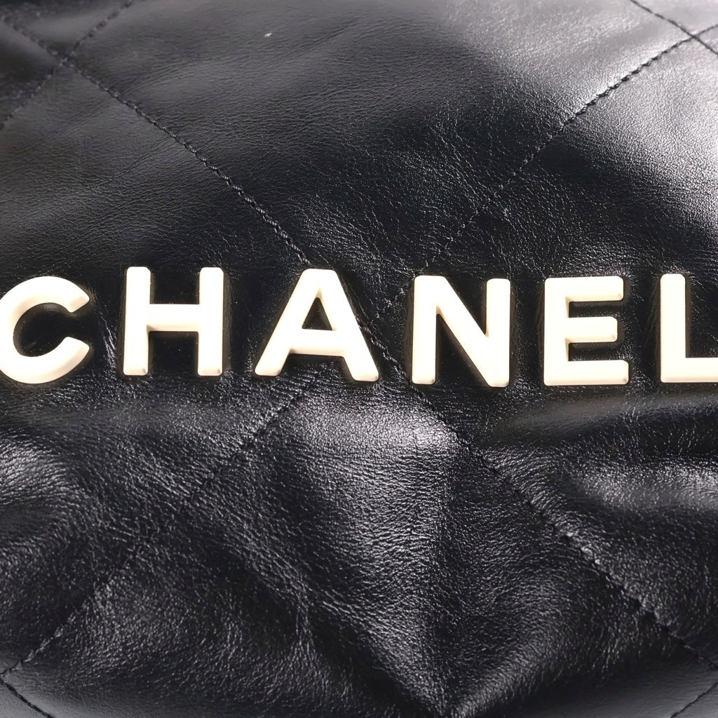 CHANEL(シャネル) シャネル22 ミニ チェーンショルダーバッグ ブラック カーフスキン AS3980 ゴールド金具 レディース