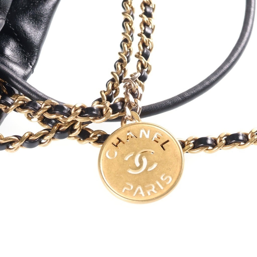 CHANEL(シャネル) シャネル22 ミニ チェーンショルダーバッグ ブラック カーフスキン AS3980 ゴールド金具 レディース