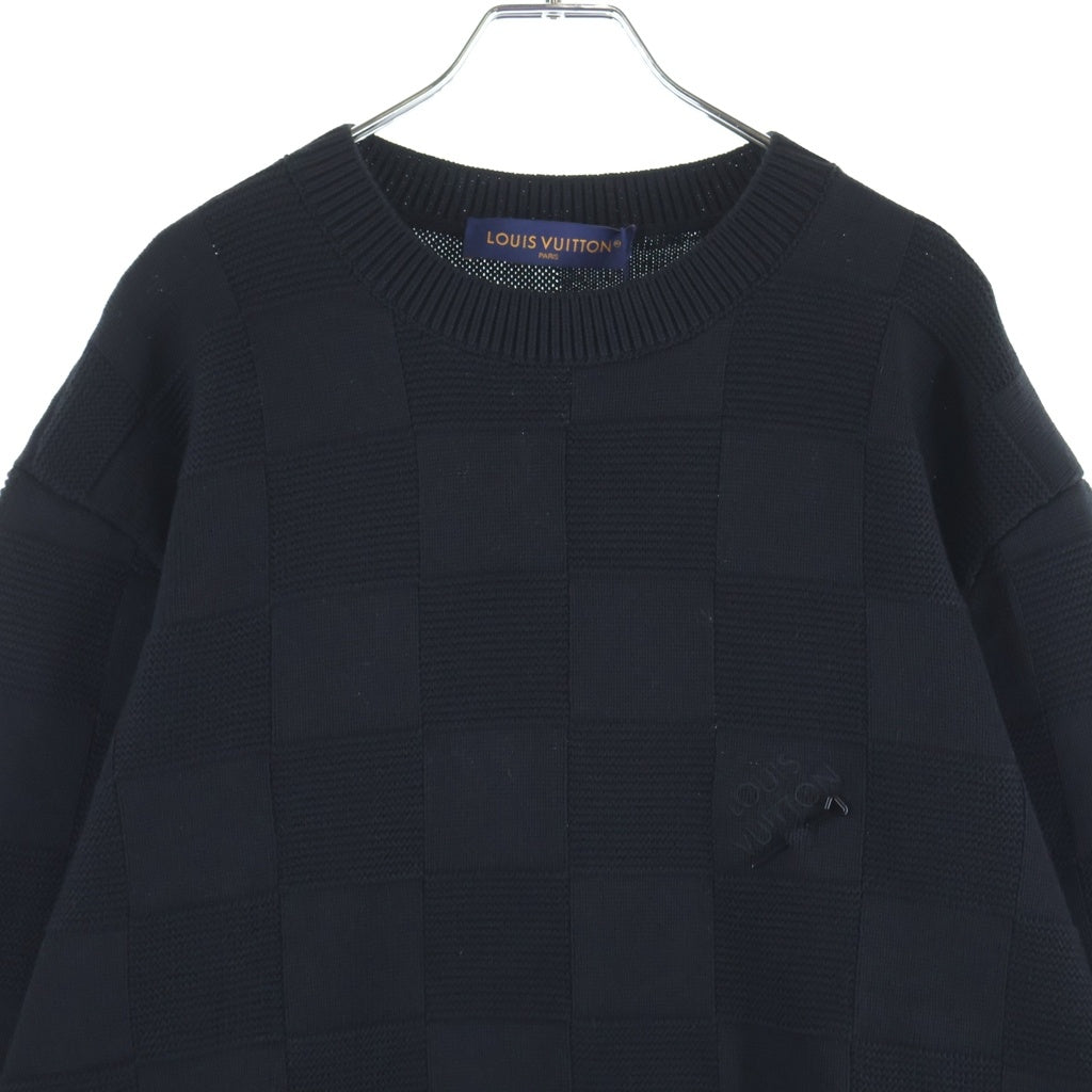 LOUIS VUITTON(ルイヴィトン) ダミエデザインクルーネックニット ブラック XL HNN41WTBY