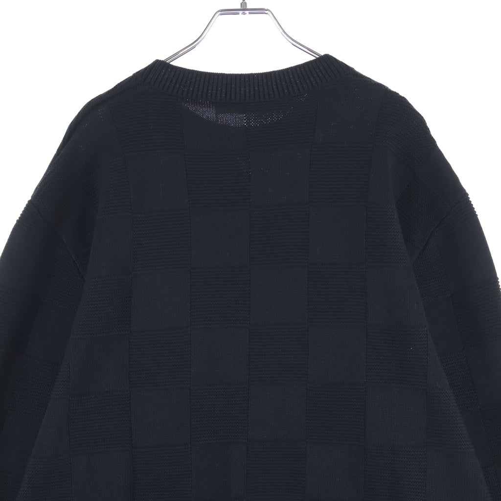LOUIS VUITTON(ルイヴィトン) ダミエデザインクルーネックニット ブラック XL HNN41WTBY
