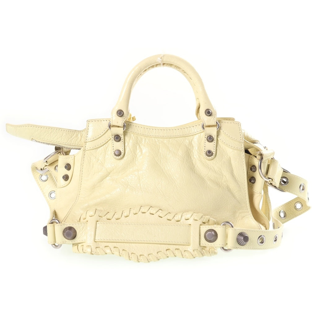 BALENCIAGA(バレンシアガ) ネオ カゴール 2WAYハンドバッグ ショルダーバッグ ライトイエロー レザー XS 700940 シルバー金具 レディース