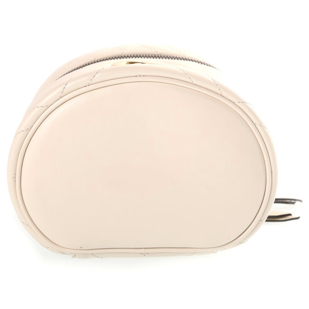 GUCCI(グッチ) GGマーモント バニティバッグ ポーチ ケース ホワイト レザー 624615 ゴールド金具 レディース