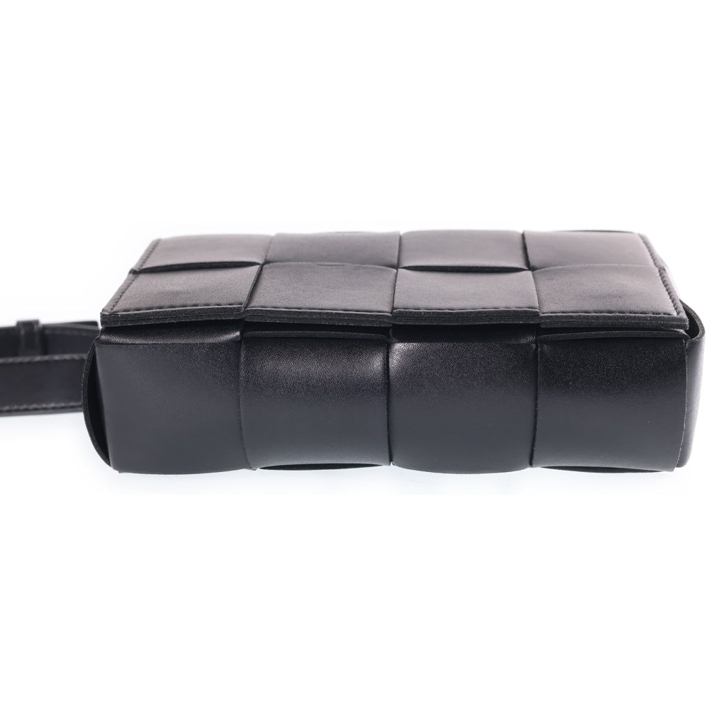 BOTTEGA VENETA(ボッテガヴェネタ) カセット ウエストバッグ ショルダーバッグ ブラック レザー レディース