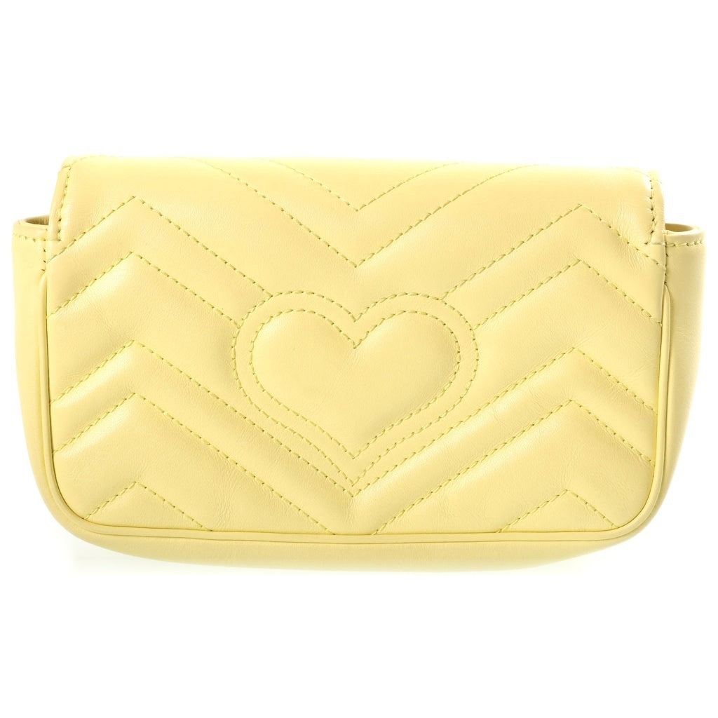 GUCCI(グッチ) GGマーモント チェーンショルダーバッグ ミニバッグ ライトイエロー レザー 476433 シルバー金具 レディース