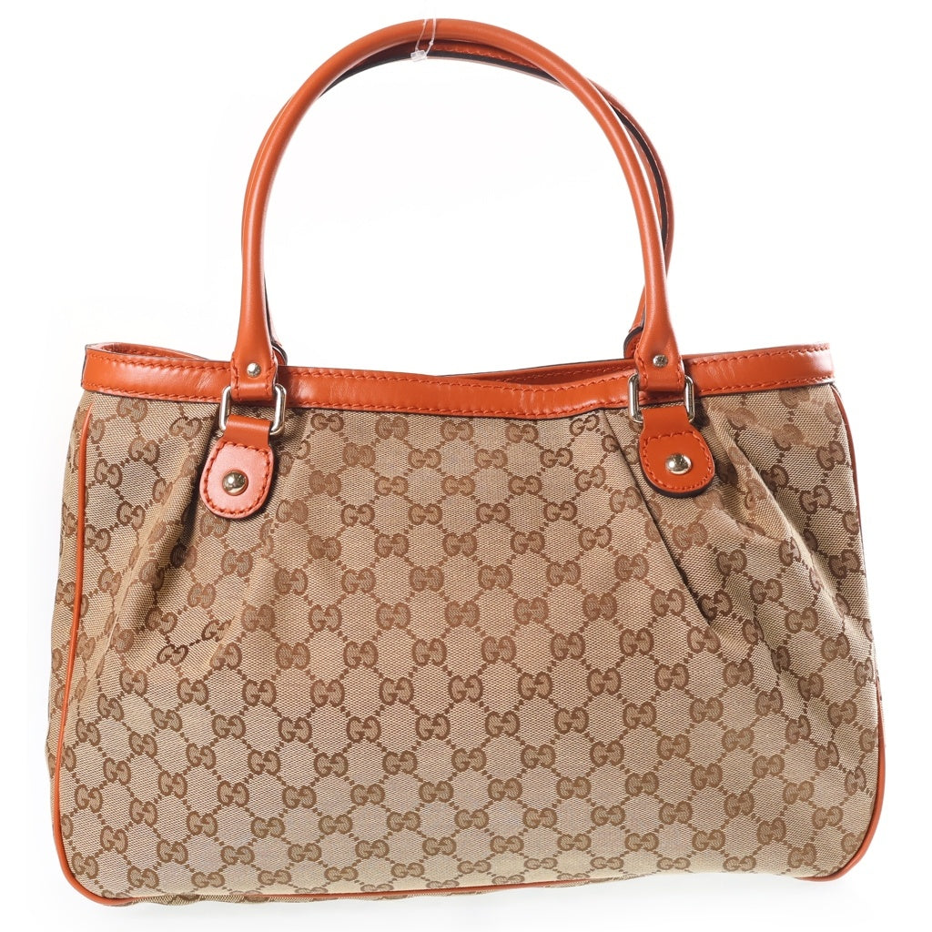 GUCCI(グッチ) スーキー GGキャンバス ハンドバッグ トートバッグ ベージュ×オレンジ レザー×キャンバス 296835 ゴールド金具 レディース