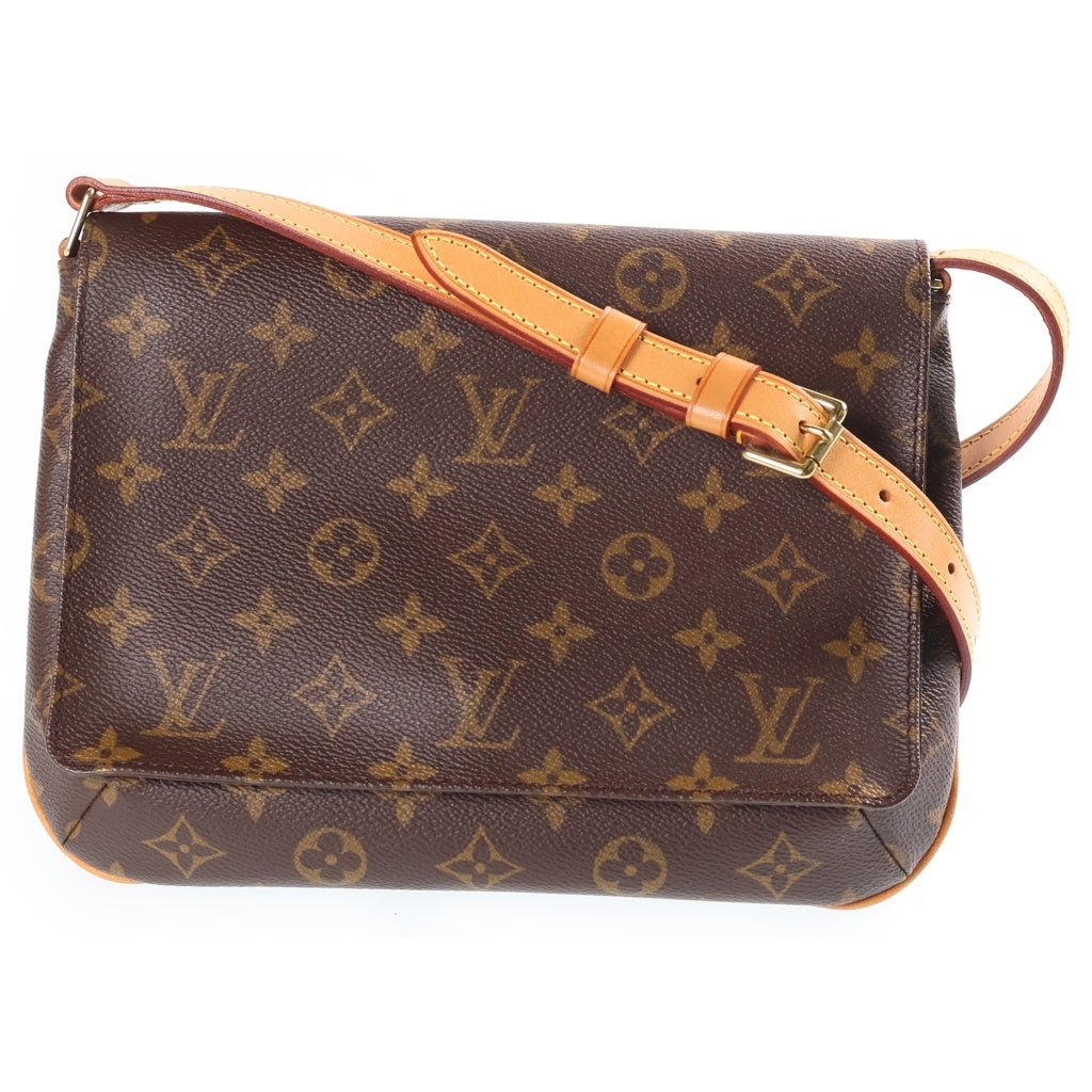 LOUIS VUITTON(ルイヴィトン) モノグラム ミュゼットタンゴ ショルダーバッグ ブラウン レザー×PVC M51388 ゴールド金具 レディース