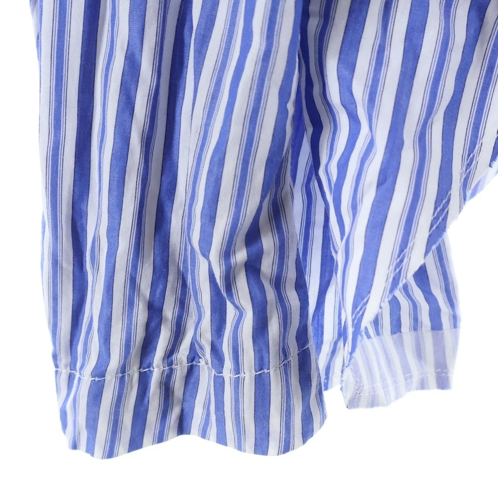 COMME des GARCONS HOMME PLUS(コムデギャルソンオムプリュス) 16SS コットンストライプ アシンメトリー ライダースジャケット ホワイト×ブルー S PQ-B042