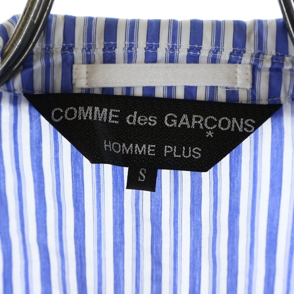 COMME des GARCONS HOMME PLUS(コムデギャルソンオムプリュス) 16SS コットンストライプ アシンメトリー ライダースジャケット ホワイト×ブルー S PQ-B042